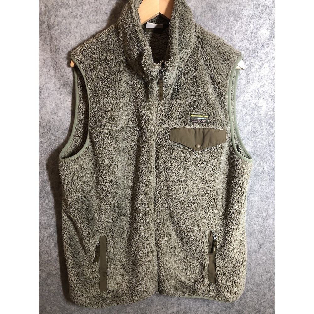 L.L. Bean Vest Mens Large Tall Tan Mountain Deep Pile Fleece Sherpa Hike Outdoor
